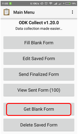 Get blank form options to take form on a server