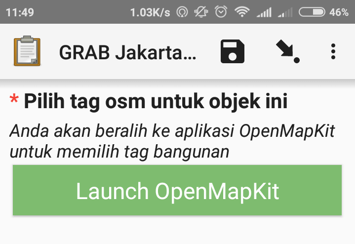 Launch OpenMapKit button on the survey form