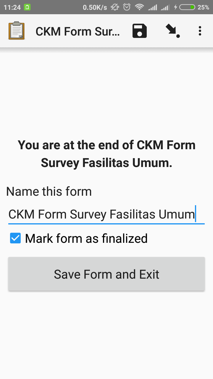 Finalization of page views on the survey form