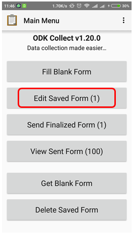 Edit Saved Form for edit the saved form