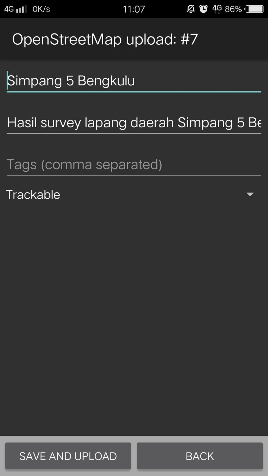 Survey data is ready to upload  into OpenStreetMap server