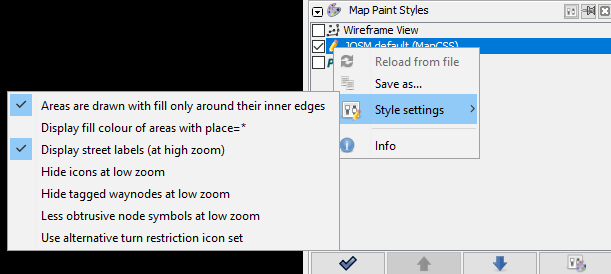Map Paint Styles setting in JOSM