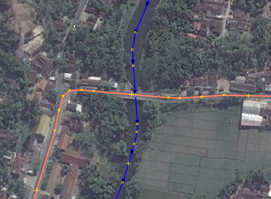 Example of road network above the river