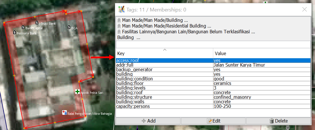 Copying building related tags using Shift + R
