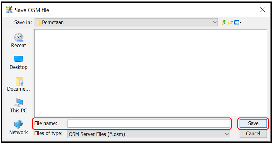 Save OSM File Windows on JOSM