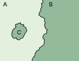 Area C is inside Area A and Area C is identified as an inner of the relation members