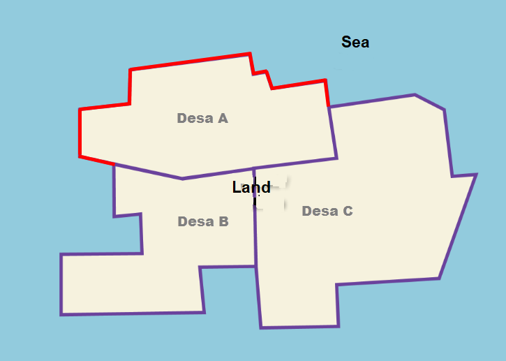 The boundary administrative with coastline
