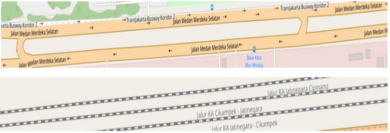 Example of lines in OpenStreetMap