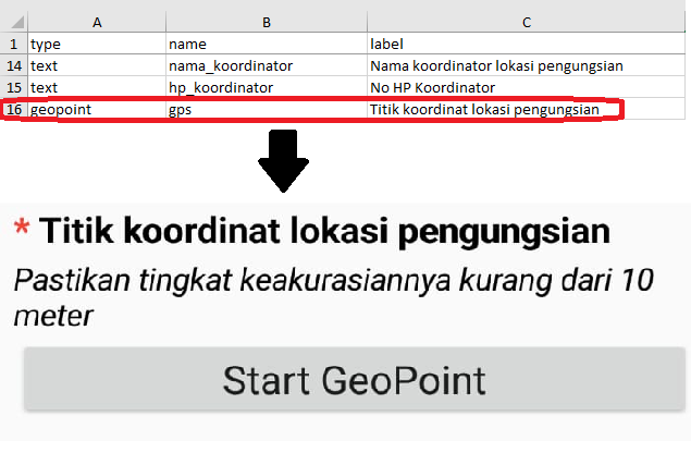 Example of question using geopoint
