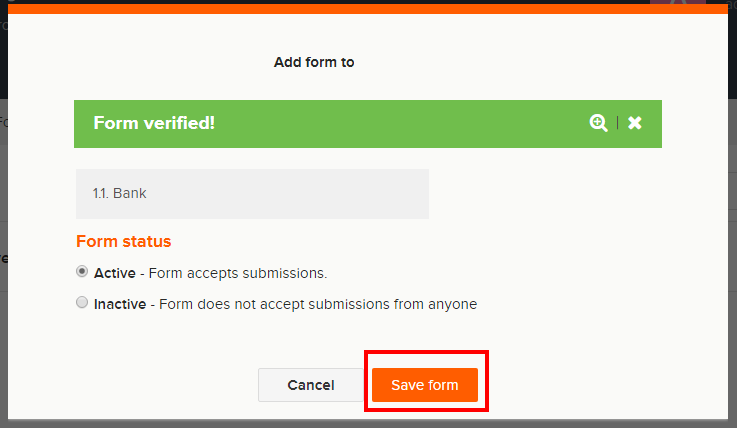 Select Save Form to save the verified form