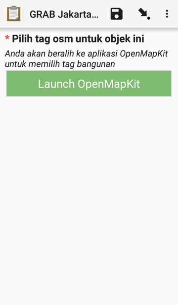 Tombol Launch OpenMapKit pada formulir survei