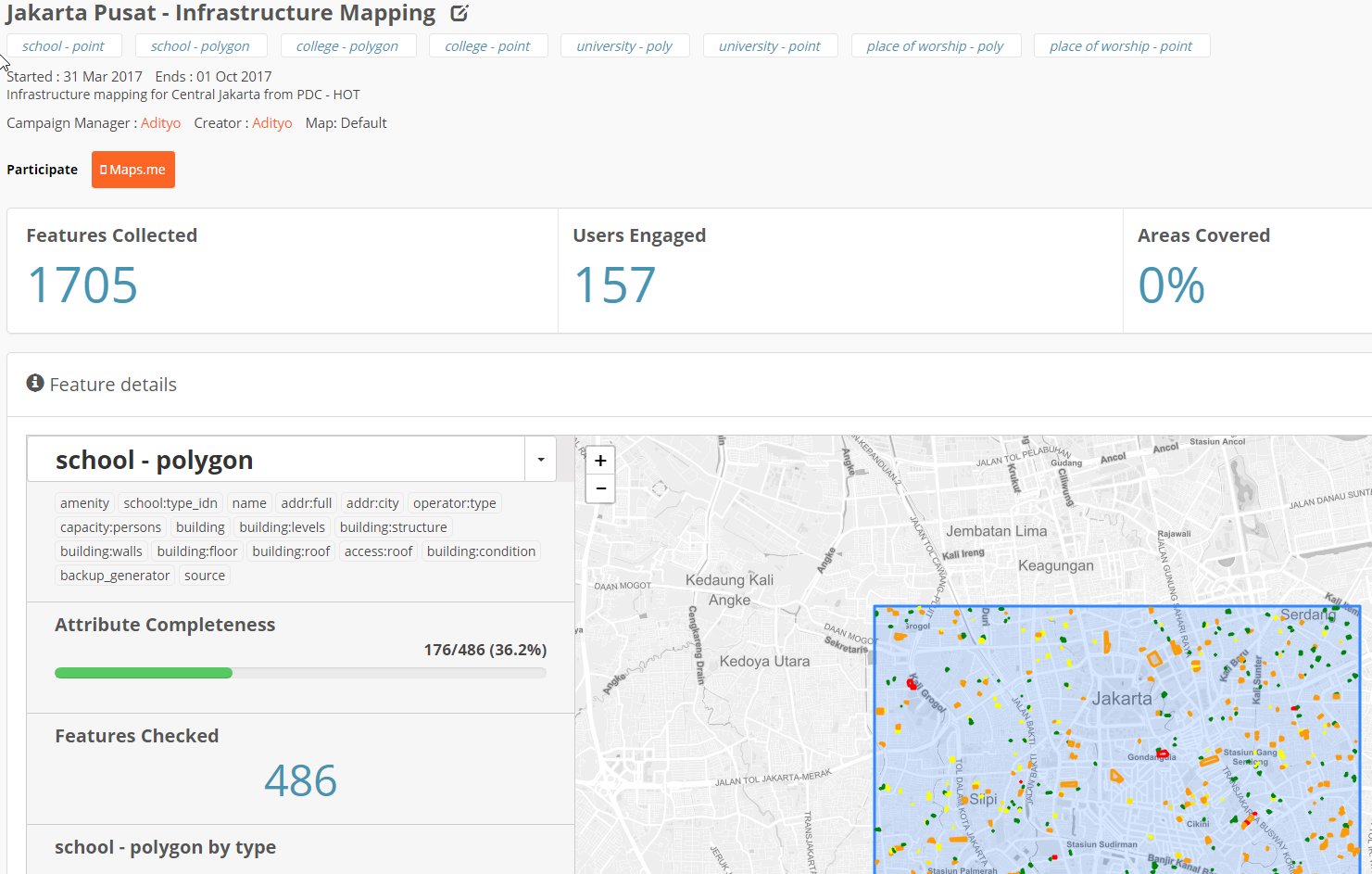 Contoh penggunaan Map Campaigner untuk  Jakarta Pusat
